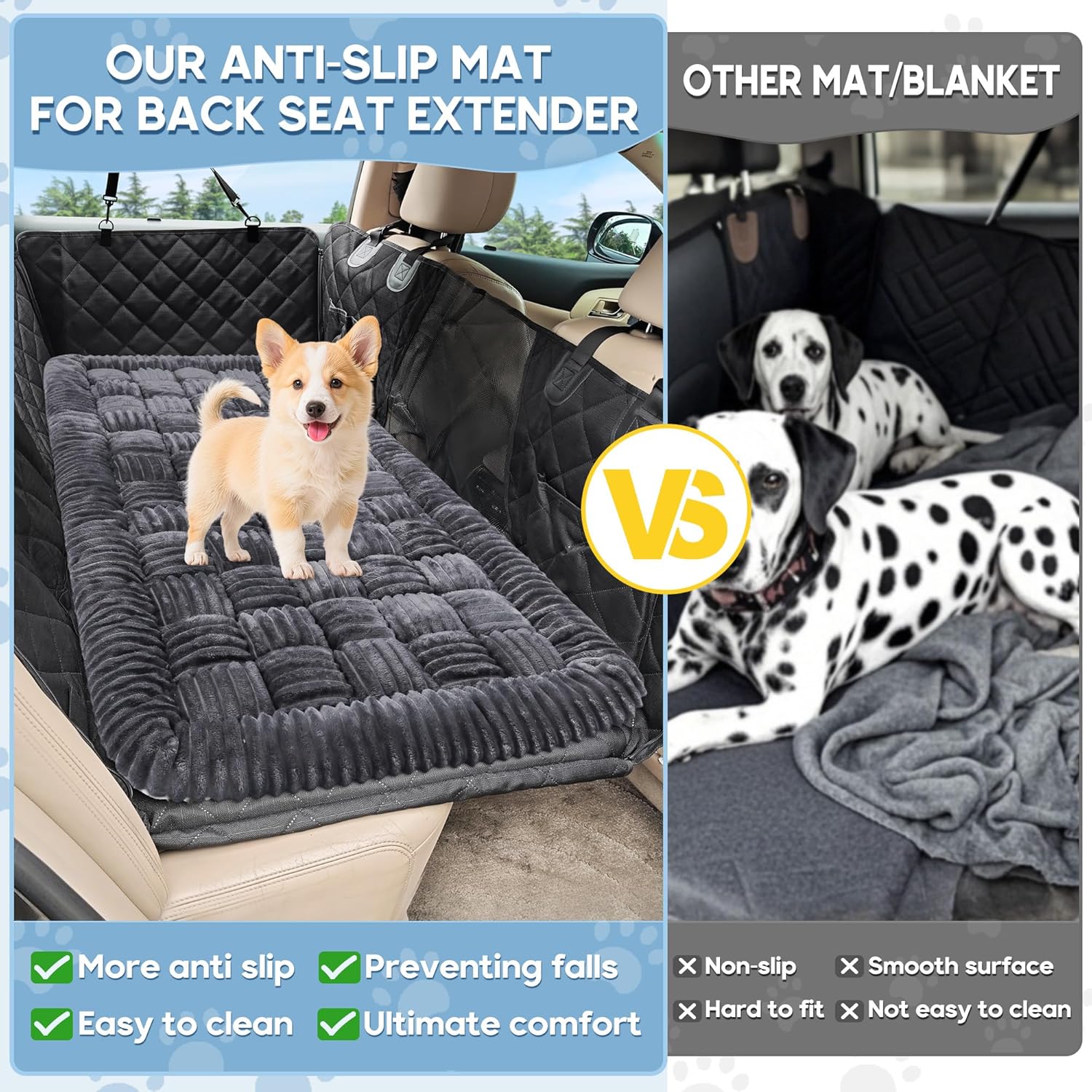 GKXLH Dog Car Seat Cover For Back Seat - Soft Backseat Pet Bed Mat, Non-Slip Travel Dog Bed Mat For Car Back Seat, Thick Dogs Seat Cover For Loveseats (Corduroy Dark Grey