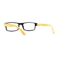 thumbnail image 3 of Mens Classic Rectangle Wood Grain Spring Hinge Arm Plastic Reading Glasses Black Ivory +1.75, 3 of 4