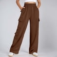 thumbnail image 5 of Cargo Sweatpants for Women 2026 Fall Winter Elastic High Waist Wide Straight Leg Casual Loose Sweat Pants with Pockets, 5 of 9