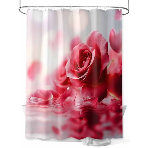 Boanket Polyester Fabric Red Rose Fantasy Shower Curtain, Elegance Floral Romantic Reflection Waterproof Bathtub Curtain Bathroom Decor Set with Hooks 60 x 72 Inches,