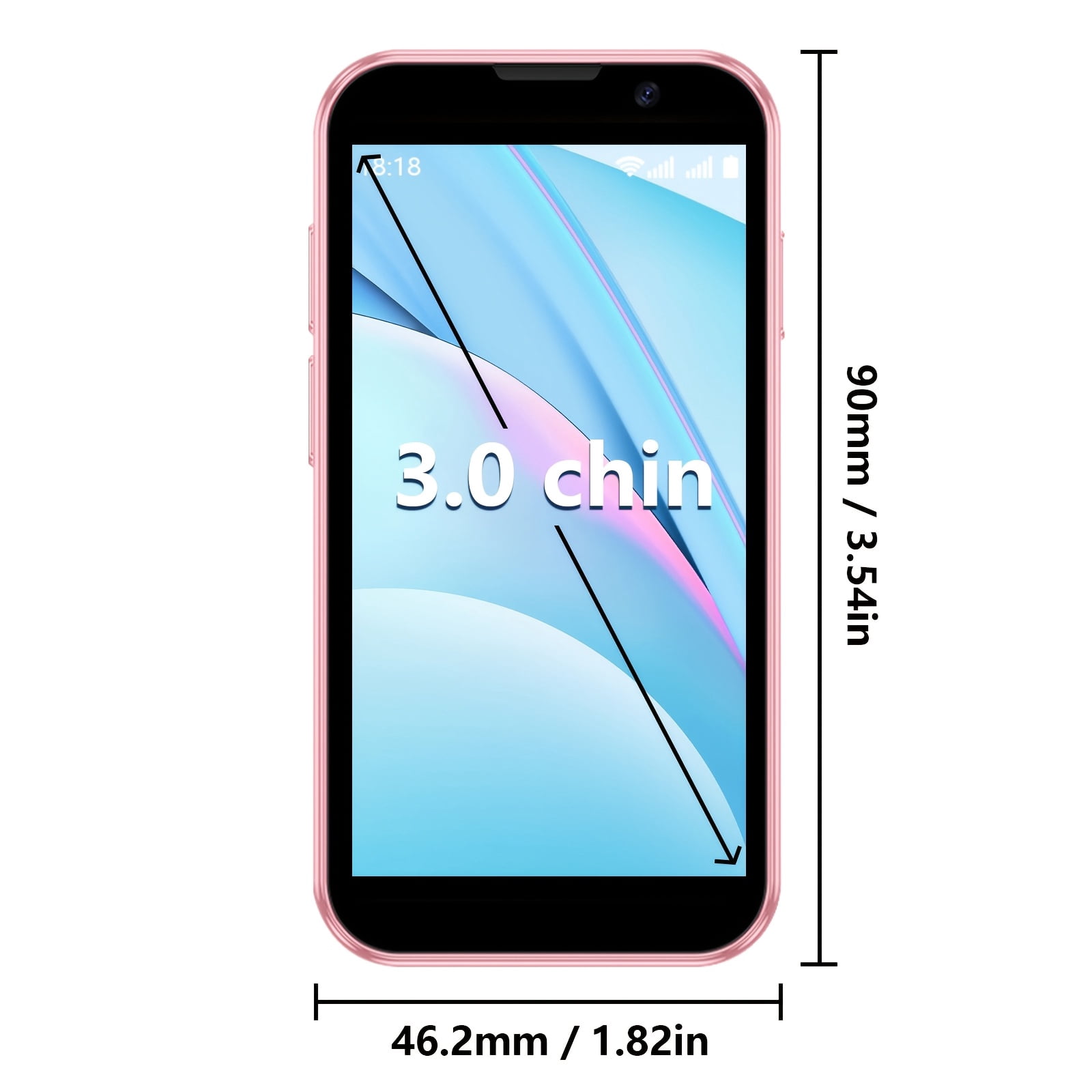 Mini Smartphone Unlocked 3.0" HD Touch Screen Android Phone | Quad-Core Dual SIM Face ID 2GB+16GB Black, Includes Case, Cable, Screen Protector, Ideal Gift