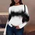 thumbnail image 2 of bbyeadc Womens White Long Sleeve Shirt Floral Print Going Out Strechy Tee Shirts Spring Fall Winter Y2k Round Neck Fitted Tee Top Pullover, White L, 2 of 5