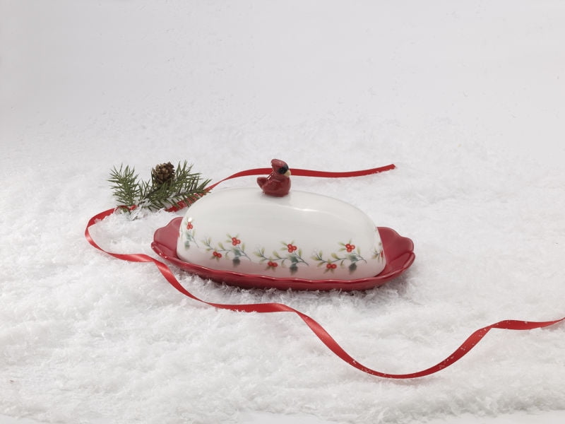 Pfaltzgraff Winterberry Cardinal Butter Dish