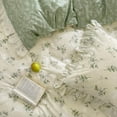thumbnail image 4 of Full Size Beige & Green Floral Comforter Set - 3 Piece Ruffled Lace Bedding Set with Reversible Design, 4 of 8