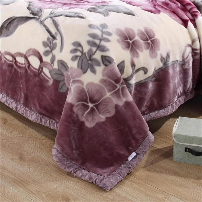 DBOZE LUXURY, Warm Heavy Plush Korean Style Blanket, 2 Ply Reversible Silky Touch Velvet Warm Plush Fleece Blanket (King Size, Lavender/Cream)