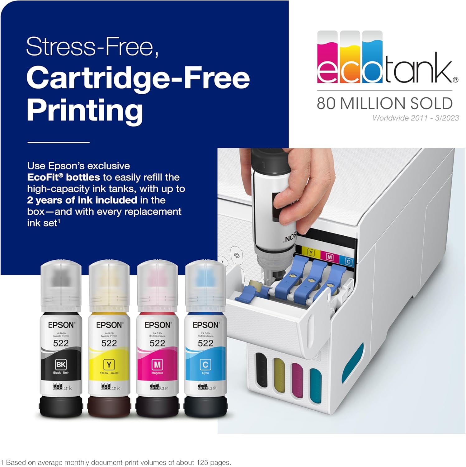 Epson EcoTank ET-2800 Wireless Color All-in-One Cartridge-Free Supertank with Scan and Copy, The Ideal Basic Home Printer - White (Sold without manufacturer warranty)