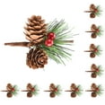 thumbnail image 1 of 10pcs Wreath Crafts Artificial Flower Christmas Pine Cone Branches 8cm Fake 10Pcs Simulation For Holiday Floral Decor, 1 of 23