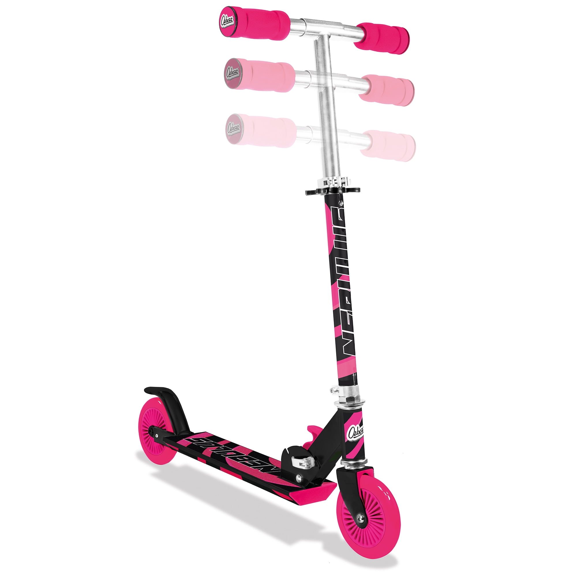 Nebulus Adjustable Scooter: Pink & Black - Kids Two Wheel Scooter, Foam Handle Grip, Adjustable Handle Height, Ages 5+