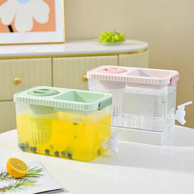 Xihbxyly Dispensador de Bebidas de 4 L, Contenedor de Plástico para Hielo y Limonada con Grifo, Diseño Antifugas con Doble Filtración, Tetera Portátil para Frutas, Uso En Interiores y Exteriores, Fác