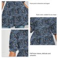 thumbnail image 3 of Camiseta de verano con cuello en V para mujer, cintura elástica, manga corta, estampado floral, dobladillo suelto, 3 of 6