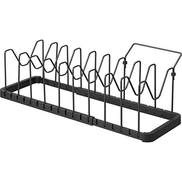 Yamazaki Business Telescopic Pot Lid Storage Under the Sink Telescopic Pot Lid & Frying Pan Stand Tower Black 3841