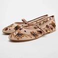 thumbnail image 6 of Gpaecead Women's Embroidered Mesh Mary Jane Flats Breathable Adjustable Buckle French Vintage Shoes For Summer, Beige, 6 of 7