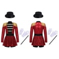 thumbnail image 3 of iiniim Girls Circus Ringmaster Jumpsuit Shiny Sequins Performance Leotard Dress Magician Outfits Red 10, 3 of 7