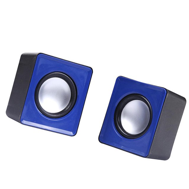 Esquirla Mini Wired Computer Speakers, Surround Loudspeakers Subwoofer USB Charging Audio Supplies Gift for Home Use Laptop Notebook Tablet ,1Pair Blue