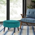 thumbnail image 3 of Homebeez Oval Fabric Ottoman Footrest Vanity Stool Peacock Blue, 3 of 6