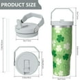 thumbnail image 5 of 1pc Shamrock 30oz Tumbler with Straw & Handle - Insulated Stainless Steel Cup | Holiday Gift for Man Women (Christmas, Valentine's, Birthday), 5 of 7