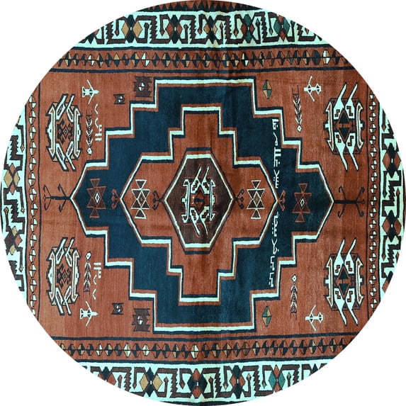 Ahgly Company Indoor Round Persian Light Blue Traditional Area Rugs, 8' Round