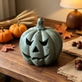 thumbnail image 2 of Resin Pumpkin Ornament with Candle, Fall Halloween Thanksgiving Tabletop Decoration, Holiday Decor for Mantel Shelf Table Centerpiece, 2 of 6