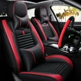 thumbnail image 1 of KWANSHOP Luxury PU Leather Car Seat Cover 5 Seats Cushions Car Headrest Front & Rear Set Interior Auto Seat Cover Mat, 1 of 3