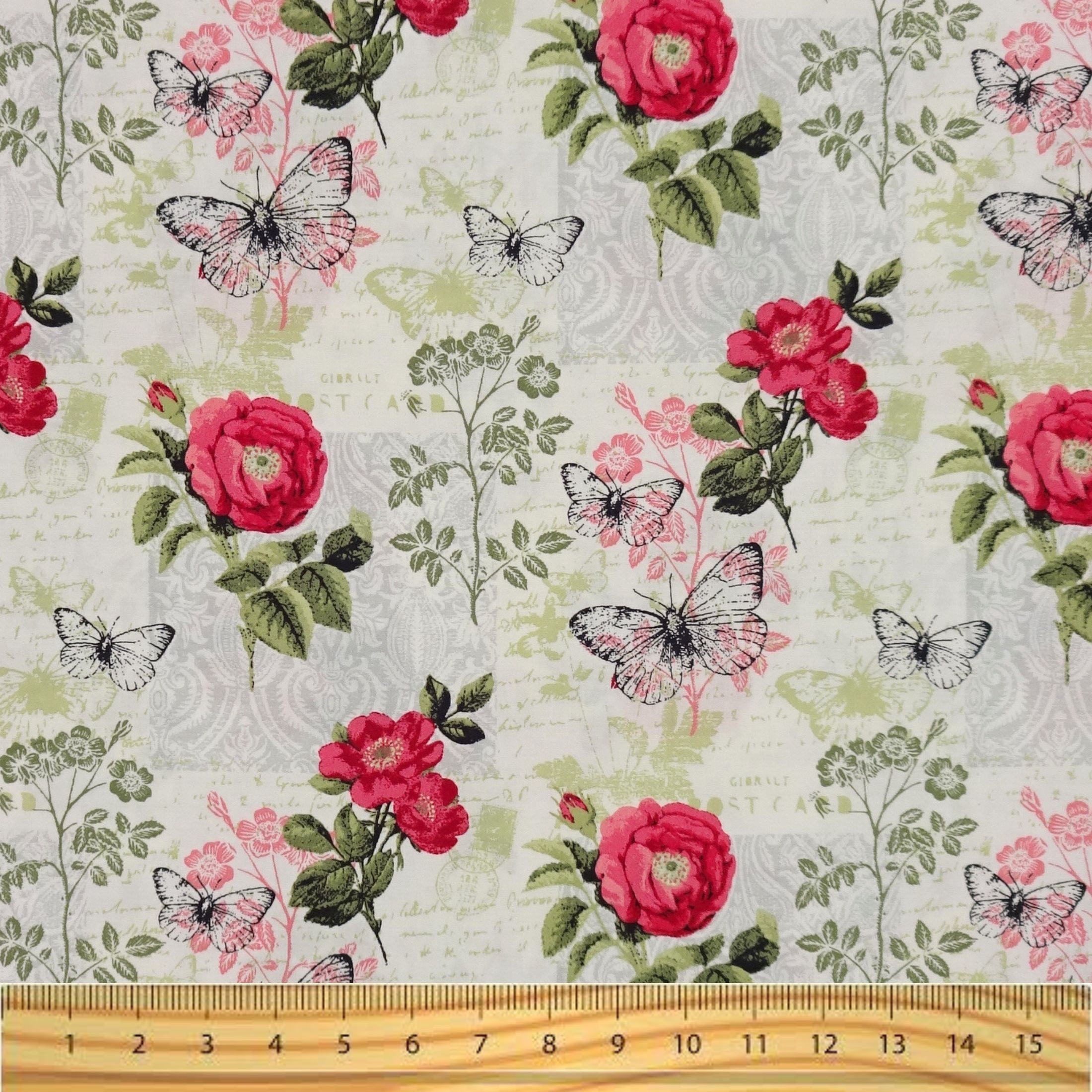 Waverly Inspirations 1 Yard Cut 100% Cotton Rosconv Print Fabric, Poppy Red, 44" Wide for Quilting & Sewing