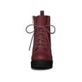 thumbnail image 6 of BLISSFUL STEP Women's Round Toe Block High Heel Lace up Platform Boots, 6 of 7