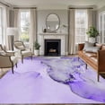 thumbnail image 2 of Purple Marble Large Area Rugs for Bedroom Living Room, Soft Non Slip Carpet Bedside Rug, Modern Abstract Waves Silvery Farmhouse Rectangular Floor Cover Kitchen Accent Rug 5'x8' for Office, 2 of 9