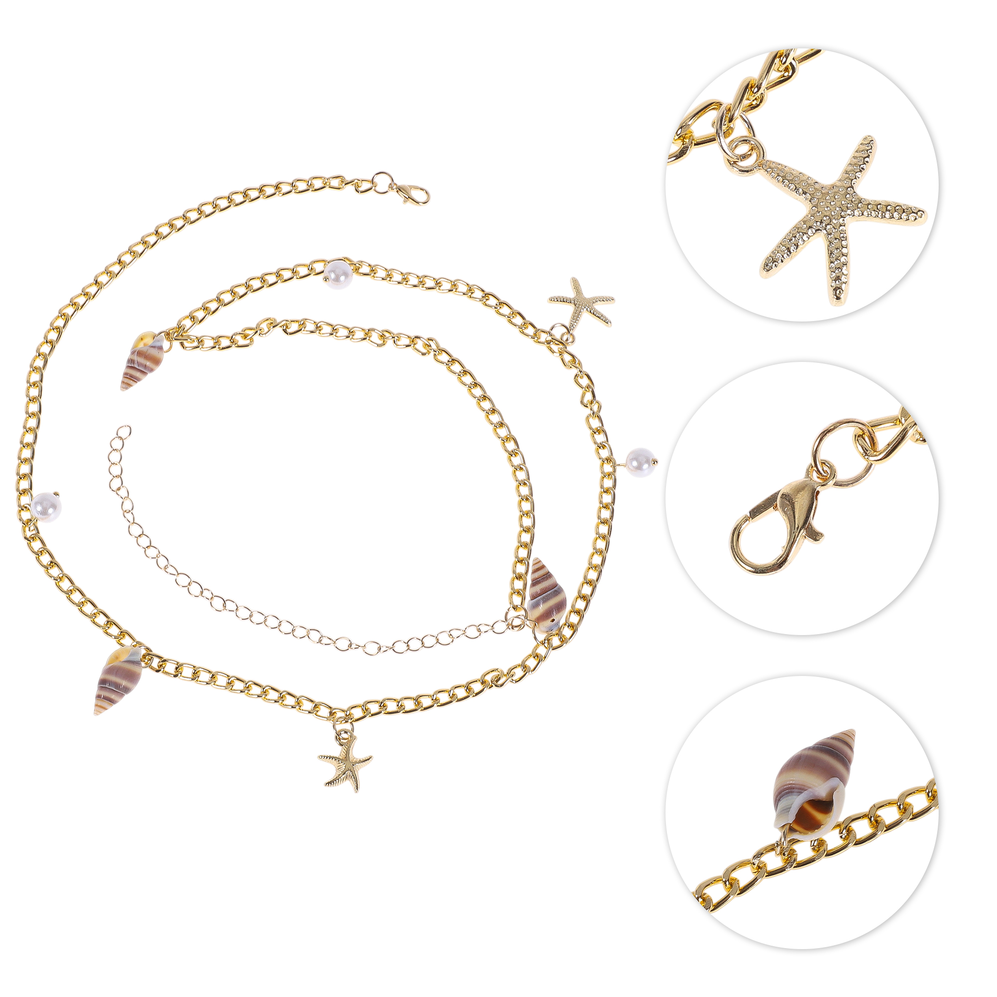 Unique Bargains Bohemian Beach Shell Adjustable Waist Belt Gold Tone