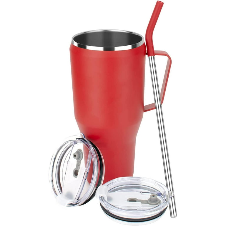 Reduce 40oz Mug Tumbler Stainless Steel with Handle 2-pack Green-Gray  White-Red