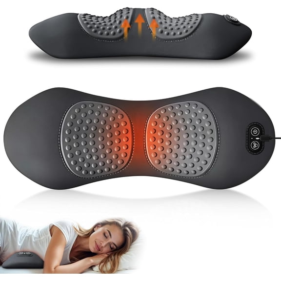 3 in 1 Electric Lumbar Support Pillow with Adjustable Height for Bed and Chair,Back Massager with Heat,Back Support Pillow for Lower Back Pain Relief,Waist Wedge Bolster