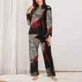 thumbnail image 2 of Kdxio Ensemble de Pyjama à Capuche Rouge Foncé pour Femmes, 2 Pcs, Manches Longues, Grande Taille, avec Poches-Petit, 2 of 7