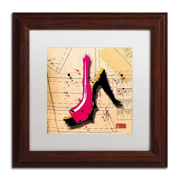 Trademark Fine Art "Suede Heel Pink" Canvas Art by Roderick Stevens, White Matte, Wood Frame