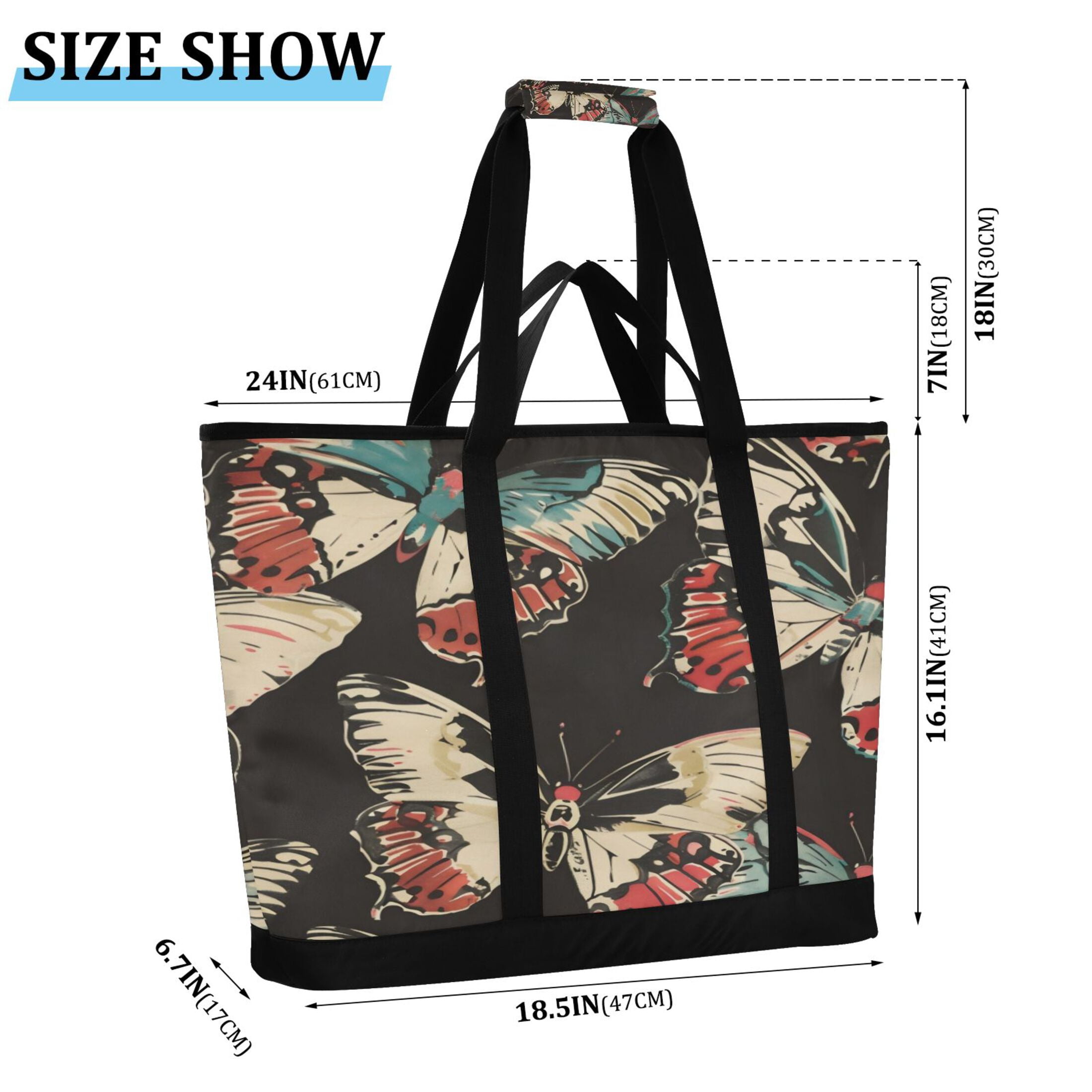 Large Hand-held Ice Pack Picnic Bag Insulation and Refrigeration Suitable for Shopping Picnics and Camping Giant Butterfly