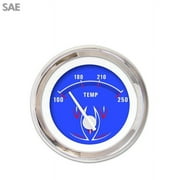 Water Temp Gauge - SAE Pinstripe II Bl, White Modern Needles, Chrome Trim Rings