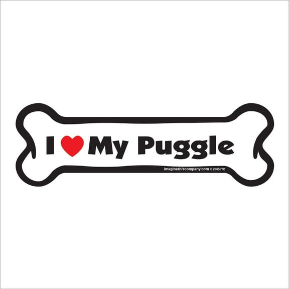 I Love My Puggle Bone Magnet