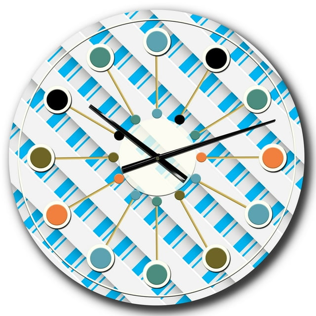 Designart '3D White And Blue Pattern Vi Mid-Century Modern Wall Clock