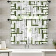 thumbnail image 1 of 36 Inch Kitchen Curtains Olive Green and Grey Geometric Abstract Art Window Curtains and Valances Set of 3, White Modern Art Background Short Tier Curtain for Kitchen Kitchen Decor, 1 of 5