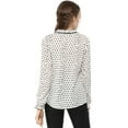 thumbnail image 6 of MODA NOVA Junior's Tie Ruffle Neck Polka Dots Bell Long Sleeves Blouse White-Polka Dots XL, 6 of 7