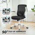 thumbnail image 4 of COOLHUT Ergonomic Office Chair, Task Chair, Comfort Desk Chair with Adjustable Lumbar Support and Flip up Arms, 400lb, White, 4 of 10
