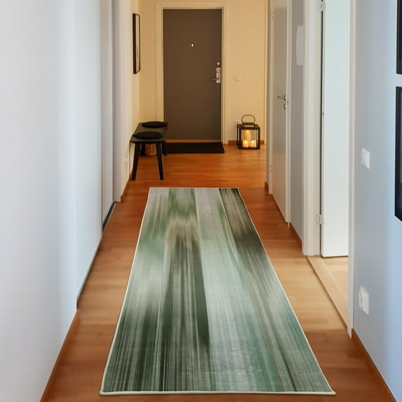 Earth Tones Decorative Rug, Abstract Modern Design Ombre Inspired Smooth Color Transitions, Quality Carpet for Bedroom Dorm and Living Room, 6 Sizes, Peacock Green, by Ambesonne