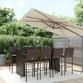 thumbnail image 1 of vidaXL 9 Piece Garden Bar Set Brown Poly Rattan, 1 of 5