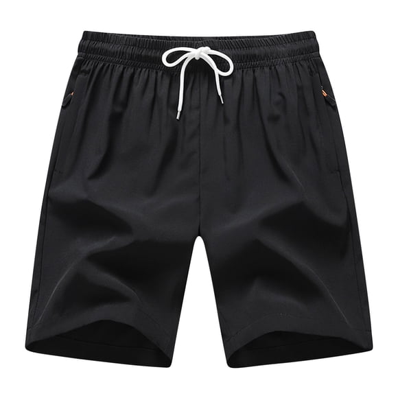 hoksml Men's Workout Shorts Solid Color Elastic Waist Drawstring Zipped Pocket Outdoor Sports Basketball Shorts Versatile Casual Five Quarter Pants Lightweight Loose Tennis Ball Shorts 2025 Clearance