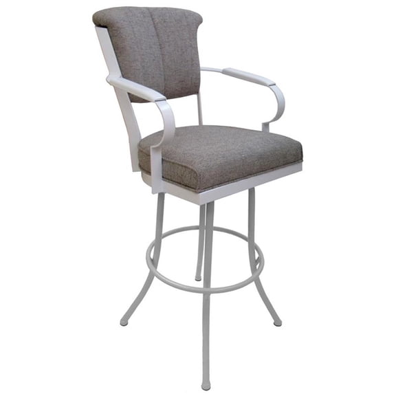Miami Extra Tall 34" Metal Bar Stool Wood Arm - Noam Base - Portwood Ash - White