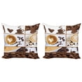 thumbnail image 1 of Ambesonne Coffee Throw Pillow Cover 2 Pack, Coffee Mugs Hot Foamy, 24", Brown White, 1 of 2
