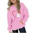 thumbnail image 2 of Thetops Little Girls Hoodie 5T Pink - Paw Print & Heart Design, 100% Polyester, Durable for Active Play, Kangaroo Pocket, 2 of 4