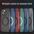 thumbnail image 5 of ELEHOLD Ultra Slim Carbon Fiber Wireless Charging Case for Apple iPhone 12 Pro 6.1 inch - Frameless PC Shockproof Bumper Case Support Magsafe Feature Case,Green, 5 of 8