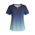 thumbnail image 4 of Uootdi Womens Tops Quarter Zip V Neck Slim Fit Short Sleeve Stretchy Lightweight Blouses Basic Tees Evening Chic Outfit Gift, 4 of 6