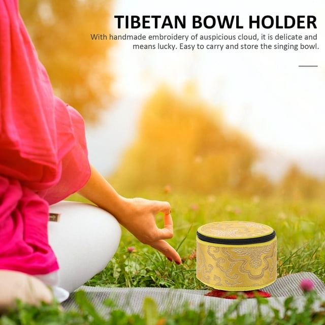 FONDOTIN meditation sound bowl case singing bowl bag Protection Cloth Round 1Pack Diameter 4.7in