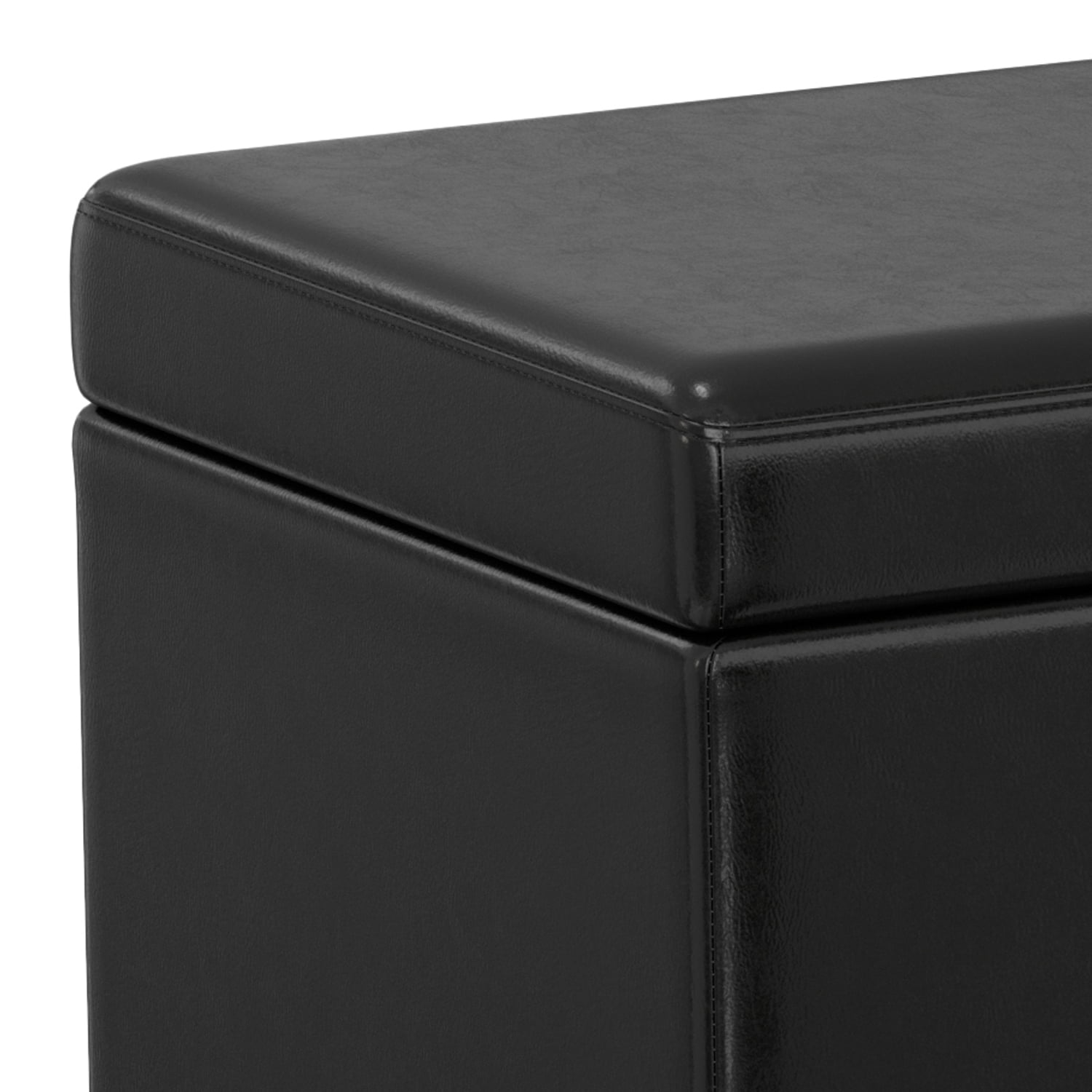 Avalon 54 inch Wide Contemporary Extra Large Storage Ottoman Bench in Midnight Black Vegan Leather