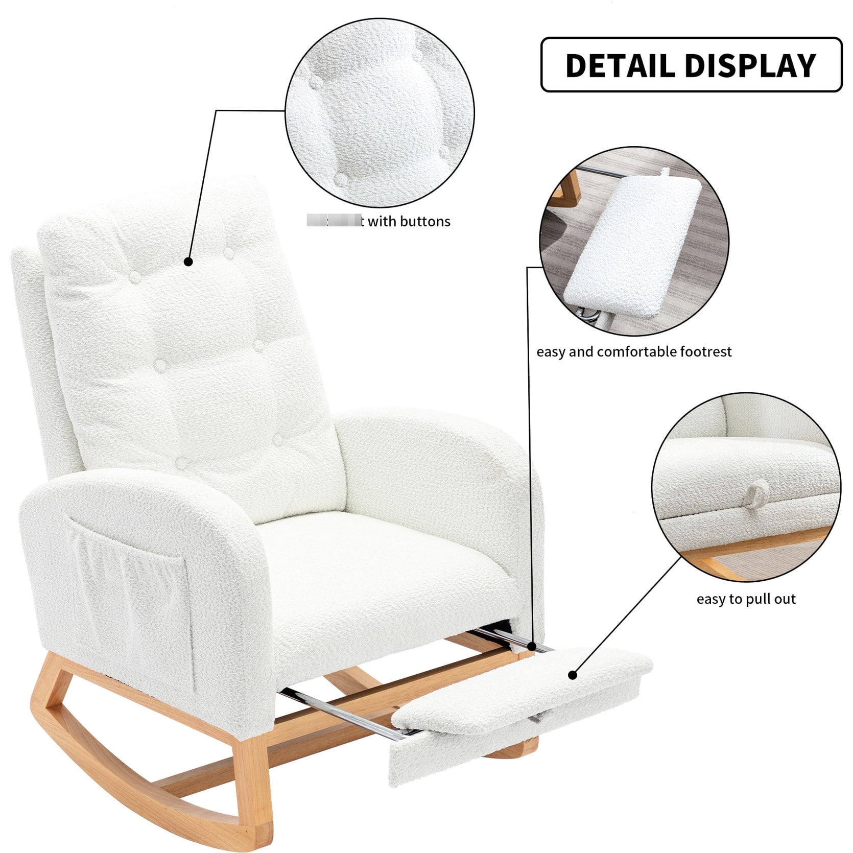 High Back Rocking Chair for Indoor Rooms / Supportive and Comfortable