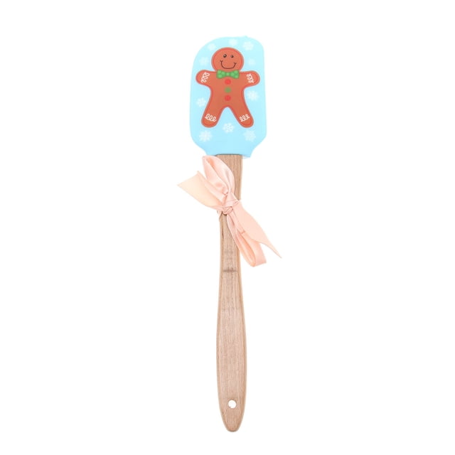 MasteelfCA Christmas Printed Wooden Handle Silicone Spatula Scraper Butter Cake Cream Stirrer Kitchen Baking Tool (Gingerbread Man)